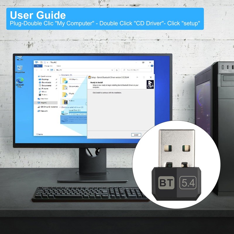TNSLAND Bluetooth 5.4 Adapter, Bluetooth Adapter PC, USB Bluetooth Adapter,