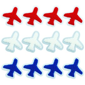 SaktopDeco 12 PCS Airplane Patch Airplane Iron On Patch Chenille Patches Airplane Applique for DIY Hats Bags Clothes