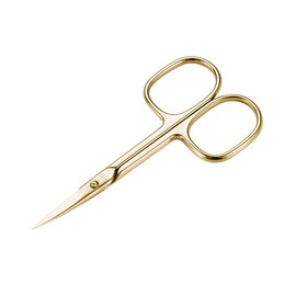 LIVINGO Stainless Steel Cuticle Nail Scissors, Premium Sharp Curved Blade Multi-purpose Sharp Cuticle Eyebrows Manicure Pedicure Beauty Grooming Scissors with Case, 3.5” Gold