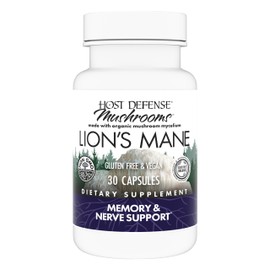 Host Defense Lions Mane (Hericium erinaceus), 30 Cápsulas  Apoyo Cognitivo y Función Nerviosa Natural                                                 