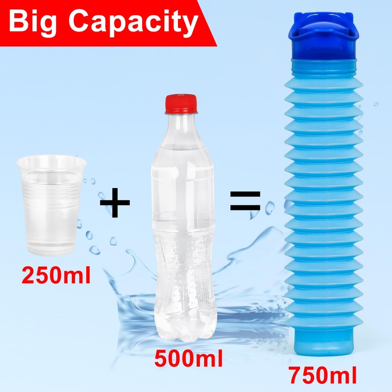 Collapsible Pee Bottle With Disposable Bags - Portable Emergency Urinal