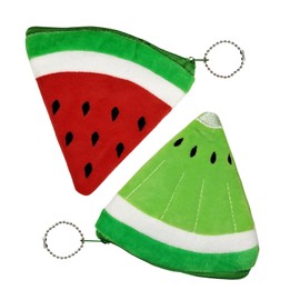 FuninCrea Coin Purses for Women, Creative Plush Fruit Shape Small Purse Women's Coin Bag Cute Cartoon Coin Bags Purse Women's Small for Coins, Red+Green-2 Pack, Contemporary
