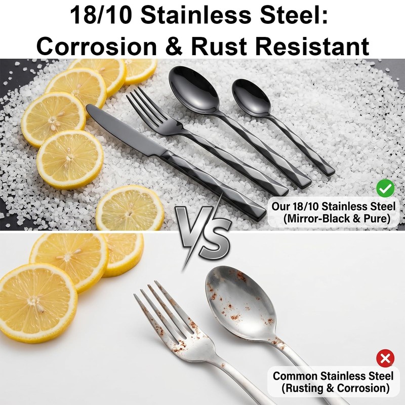 Culterman Modern Silverware Set, Stainless Steel Flatware, Twisted Handle Design,