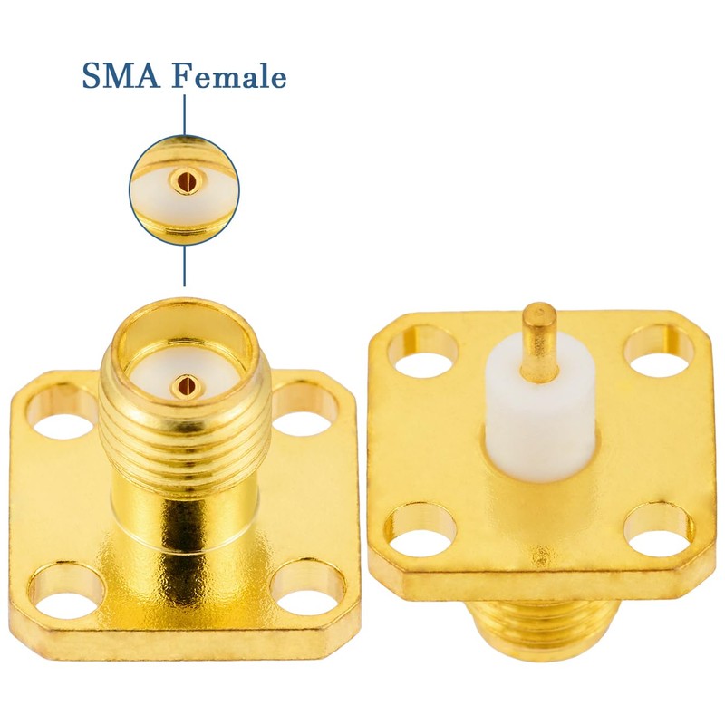 POBADY 5pcs SMA Female 4 Hole Flange Panel Mount Adapter