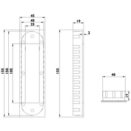Gedotec Slido Designer Furniture Handle Square Shell Handle Stainless Steel Inlet Handle Sliding Door Handle Stainless Steel Matt 155 x 45 mm 1 Piece Sliding Door Shell for Inlet for Drawers and Doors