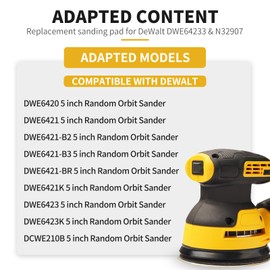 Sander Pad for Dewalt, 5" 8 Hole Hook and Loop Replacement Orbital Metal Sander Pad for DeWalt DWE6421 6421K DWE6423 6423K DCW210B Random Orbital Sander Part DWE64233 & N329079