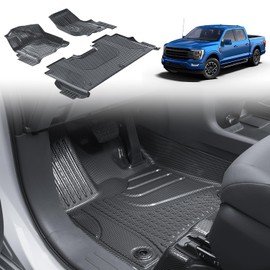 Floor Mats Compatible with Ford F-150 / F150 Lightning SuperCrew Cab 2015-2025 (Not Rear Seat with Under-Seat Fold Flat Storage), Carbon Fiber Pattern Floor Liners Custom Fit 1st & 2nd Row