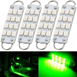 SAWE - 44mm 12-SMD 3528 Festoon LED Bulbs For Car Side Door Courtesy Rigid Loop 1.73" LED Light Bulbs 561 562 567 (4 pieces) (Green)