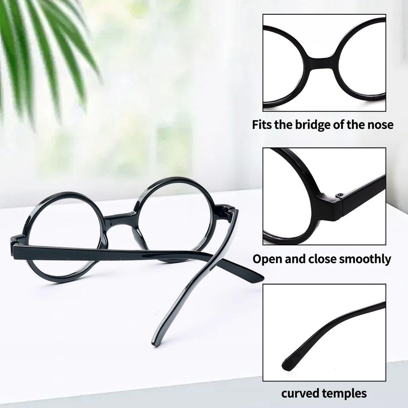 VEHYEGOI 2 Pieces Retro Round Glasses, Nerd Glasses, Round Frame