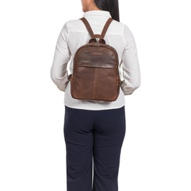 STILORD 'Klara' Refined Backpack Women's Leather Small Elegant Leather Backpack Handbag Vintage Daypack Handbag City Backpack Genuine Leather, Sapelli - Brown, M, Rucksack
