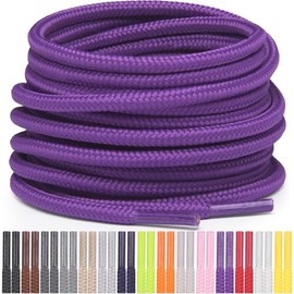 Miscly Round Tear-Resistant Shoelaces for Sports Shoes, Trainers and Boots, Diameter 4 mm, Purple
