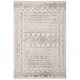 SAFAVIEH Tulum Collection Area Rug - 5'3" x 7'6", Ivory & Grey, Moroccan Boho Distressed Design, Non-Shedding & Easy Care, Ideal for High Traffic Areas in Living Room, Bedroom (TUL268A)
