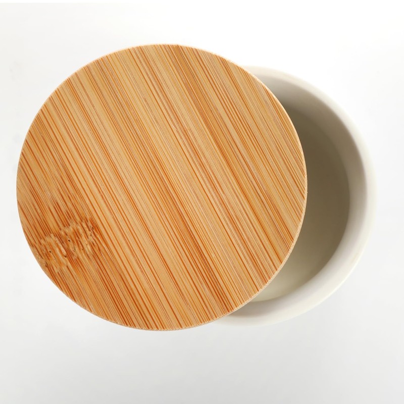 COM-FOUR® 3X Ceramic Storage containers - Storage Box with Bamboo
