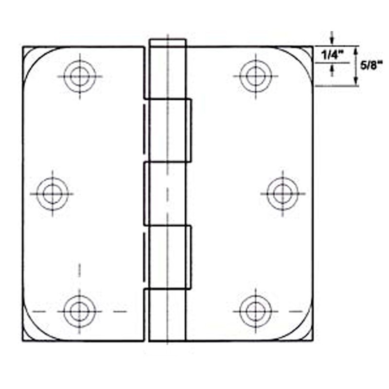 GlideRite Hardware 3-1/2" Steel Door Hinges, 5/8" Corner Radius, Matte