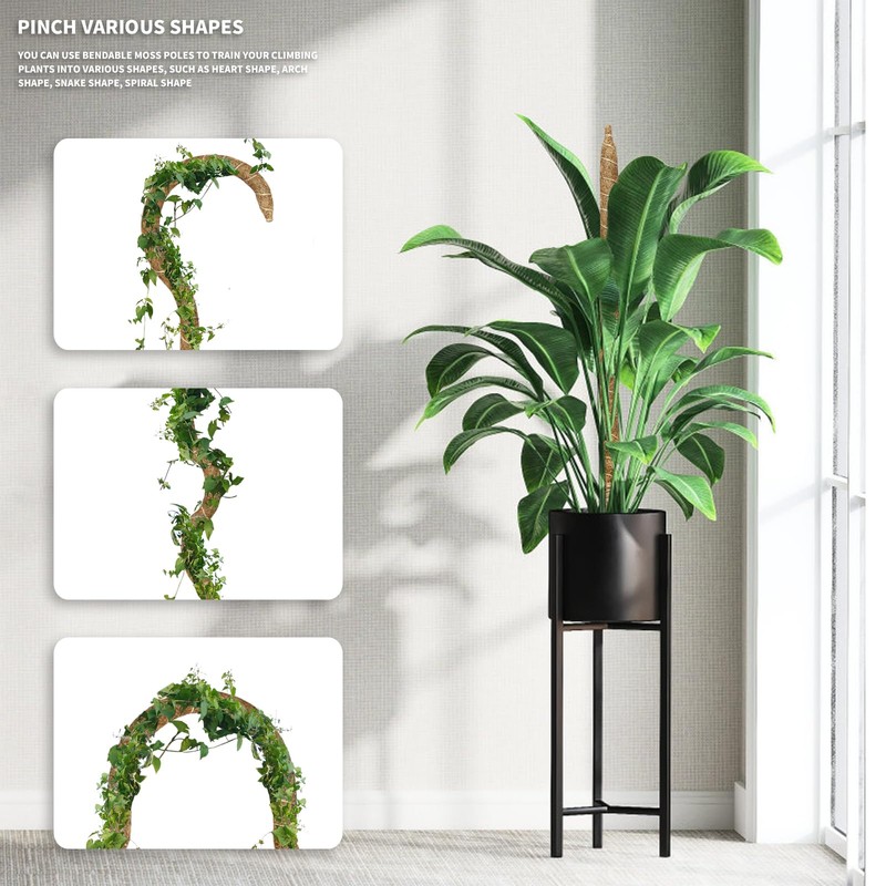 3 Pack Moss Pole Monstera Plant Support, 28 Inch Bendable