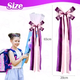 Zidoley School Cone Bow Mermaid Bow School Cone Craft Set Sugar Cone Bow for Girls 65 x 20 cm School Cone Bow Unicorn Sugar Bag Decorative First Day of School Decoration (Unicorn Purple)