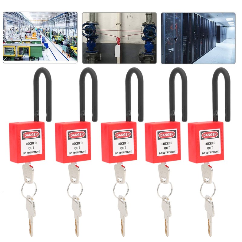 Lockout Padlock, Portable 38mm 5 Sets Lockout Lock for Industrial