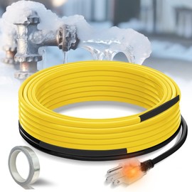 15 Feet Pipe Heat Cable for Water Pipe Freeze Protection YeloDeer, Self-Regulating Heat Tape for Metal and Plastic Pipes, Anti-Freeze Pipe Heating Trace System with, 120 V