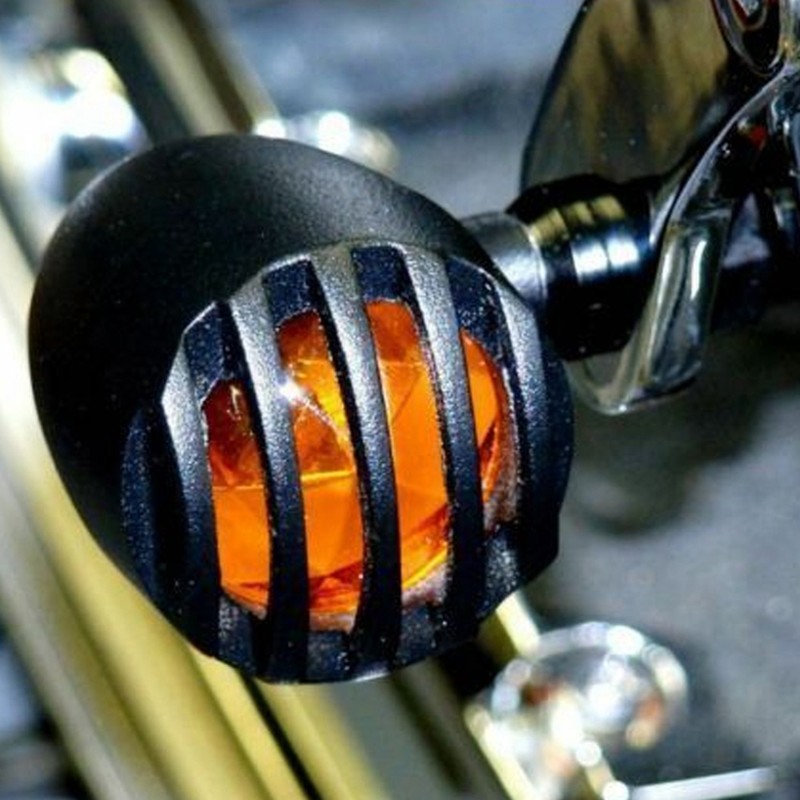 2Pcs Motorcycle Retro Rear Turn Signal Lights Indicator Full Metal