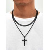 Black Crucifix Pendant Necklace for Men Jesus Christ Amulet Necklaces