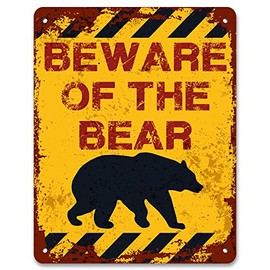 Print Crafted - Beware Of The Bear | Vintage Metal Garden Warning Sign