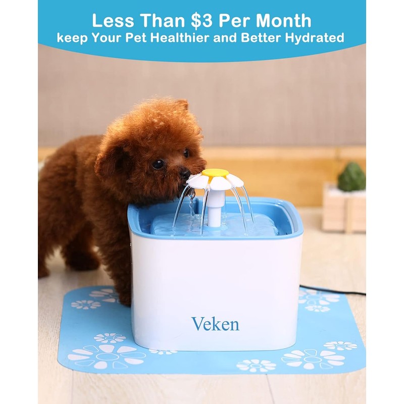 Veken 8 Pack Replacement Filters for 84oz/2.5L Automatic Pet Fountain