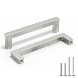 homdiy 10 Pack 5 Inch Brushed Nickel Cabinet Pulls Cabinet Handles Square Door Handles Modern Dresser Drawer Stainless Steel Hardware
