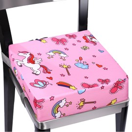 Booster Seat Chair, Child, Flexible, Washable, Dismountable, Portable Cartoon Booster Seat Chair, Children, 2 Safety Buckle, Non-Slip Chair Raiser, Children's Booster Seat for Home On the Go
