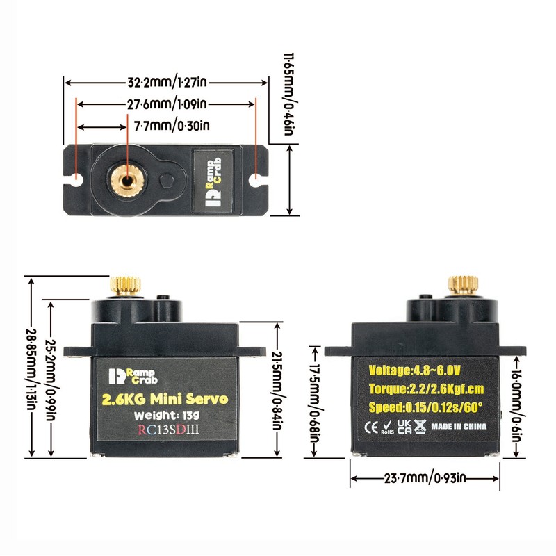 RampCrab Micro 2.6KG Servo with Steering Links, Servo Mount Bracket