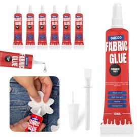 Fabric Glue Permanent (10 ML x 8), Fabric Glue for Clothing Permanent Washable for Rhinestones, Patches, Clothes, Denim, Leather, Polyester, Fabrics, Doll Repair, Flannel, Cotton & More