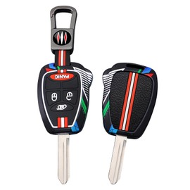 ontto luminous car key fob cover fit for Jeep Commander Compass Grand Cherokee Wrangler 2007-2012 for Chrysler Dodge key holder Metal Smart Shell case keyring keychain Accessories 4 buttons Black