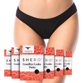 Shero - Ropa interior de bikini a prueba de fugas para mujer, para período, incontinencia y sudor con control de olores, bragas de despedida, 6- por paquete negro, L
