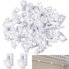 Amyhill 100 Pieces White Wire Shelf Clips Closet Shelves Down Wall Loop Clips Plastic Heavy Duty Shelf Bracket for Wire Shelving, Screws and Expansion Tube Not Included (White)