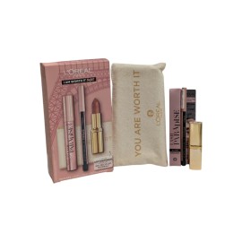 L'Oréal Loreal I Am Worth It Nudes Set Black Mascara Black Eyeliner & Nude Lipstick