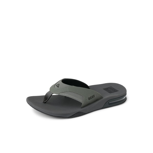 Reef Men's Fanning Flip-Flops Grey/Black, Size 14M