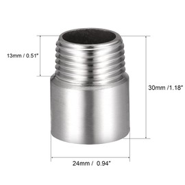 TOP-VIGOR 1Pcs Shower Head Extension Arm, 30mm Shower Arm Extender, 1/2 PT Stainless Steel Handheld Shower Pipe Head Extension Round Pipe for Bathroom Accessory