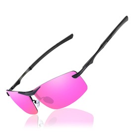 Perfectmiaoxuan Men's Sports Sunglasses Polarised Driving Glasses Ultralight Metal Frame Outdoor Fishing Driving Retro Cycling Glasses Pilot Glasses UV Protection, purple