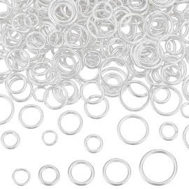 PH PandaHall 400pcs Closed Jumps Rings, 5 Size Brass Soldered Jump Rings 18~21 Gauge Silver Round Rings Chainmail Rings Junction Rings Jewelry Connector for DIY Bracelets Necklaces Keychain, 5~10mm