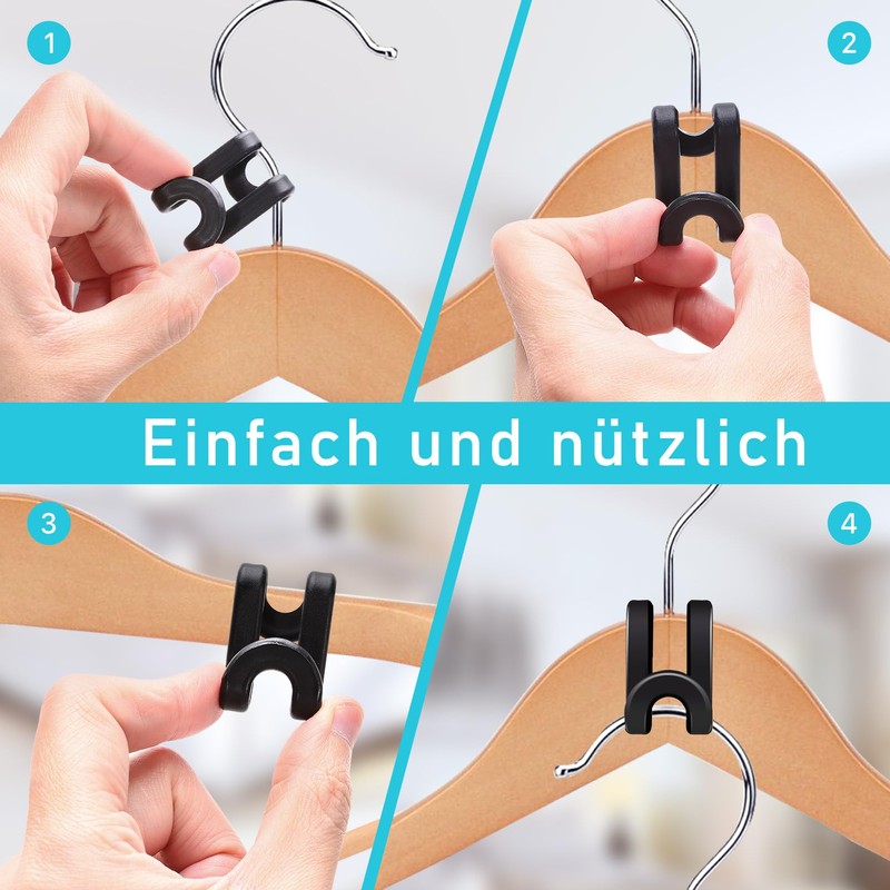 Kinmsito Pack of 100 Clothes Hangers, Space-Saving, Clothes Hanger Connectors