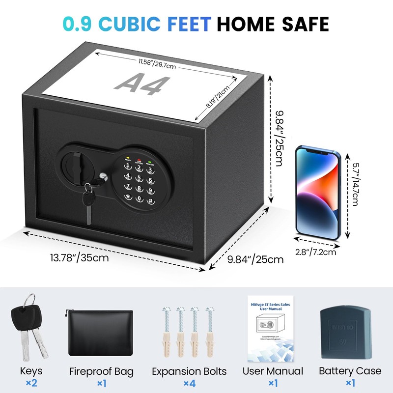 Mitlvge 0.6 Cu Ft Mini Safe, Home Safe Box with