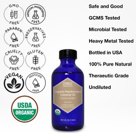 Organic, Fractionated Coconut Oil, for Skin, Essential Oils – 100% Pure, Fractionated Coconut Oil, by Zongle Therapeutics, 4 OZ