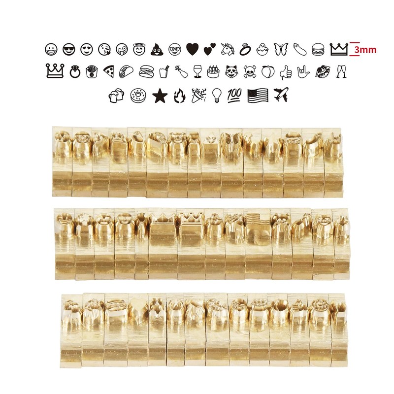ZONEPACK 3mm Funny Flexible Brass Letters Mini Symbol Hot Stamping