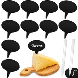 Amyhill 30 Pieces Cheese Markers for Charcuterie Board Acrylic Food Cheese Labels for Party Buffet Oval Name Tag Cupcake Toppers Picks with 2 Erasable Markers for Dinner Wedding Birthday