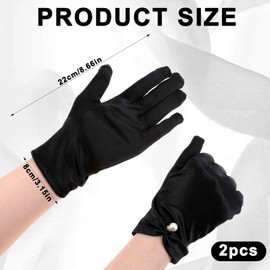 Short Satin Gloves Wrist Length Gloves Women Bridal Wedding Gloves with Pearly Women's Gown Gloves Opera Gloves Formal Dancing Gloves Banquet Dress Glove 1920s Flapper Accessories for Banquet Party