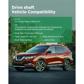 SCTIOO 81.125" Rear Drive shaft Assembly Propeller Shaft Compatible For Nissan Rogue 2008-2015 37000JM100 37000JM10A 37000JM13A 37000JM14A SK946236 65-6000 656000 946-236 946236