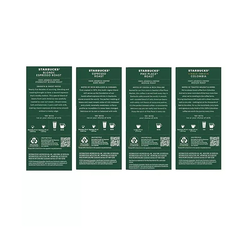 Starbucks by Nespresso Coffee Pods, Variety Pack, 60 ct. FREE