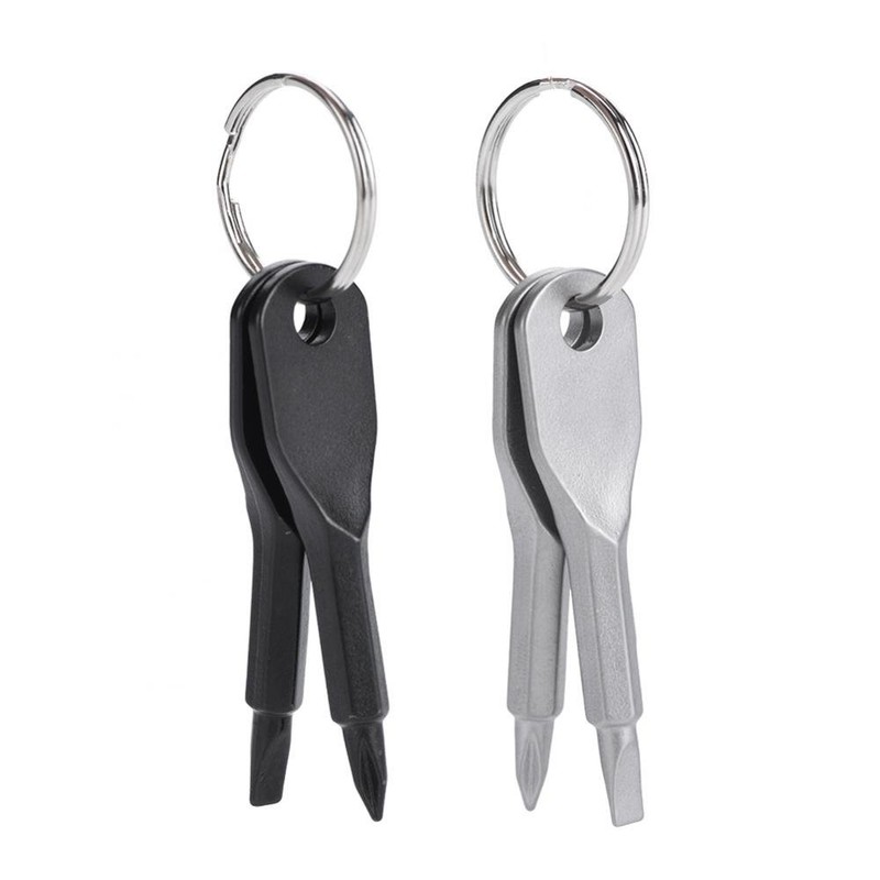 Mini Screwdriver Keychain Set, Portable Flat Head Stainless Steel and