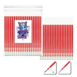 SENDUP Set of 20 XXL Refills for Erasable Gel Pens - 0.5 mm Bullet Tip - Thermosensitive Ink - Suitable for Legami Pens - School Supplies, Fabric & Leather - +20% Ink (Red)