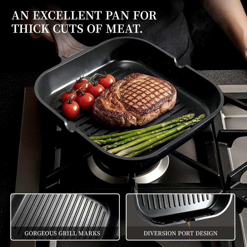 Kikcoin 16Pcs Pots and Pans Set Nonstick Ceramic Cookware Sets