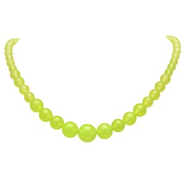 Paialco Women's Graduated Necklace Strand Chalcedony Chartreuse Green Beads 6-14MM, 18 Inches